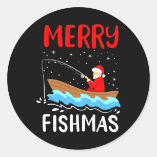 Merry Fishmas Funny Christmas Weihnachten Weihnach Runder Aufkleber