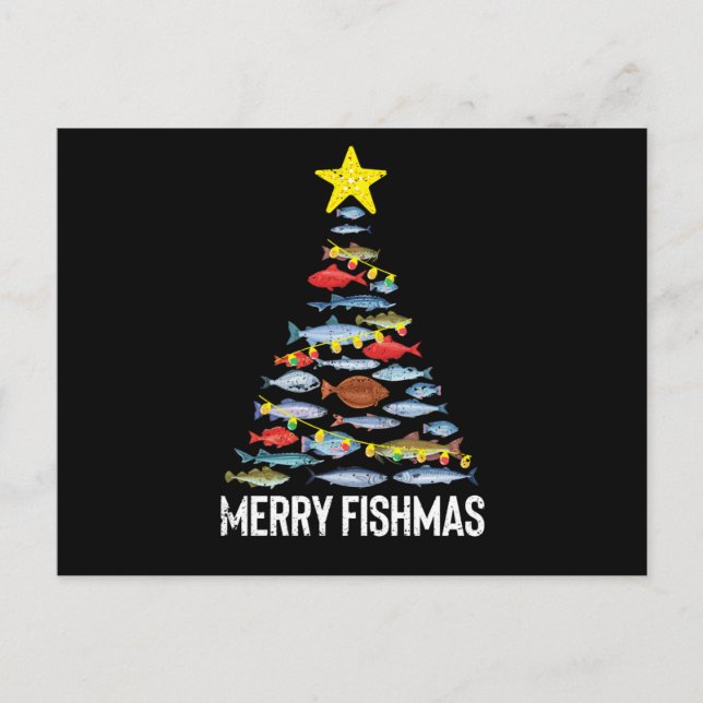 Merry Fishmas Funny Fish Christmas Fishing Xmas Postkarte (Vorderseite)