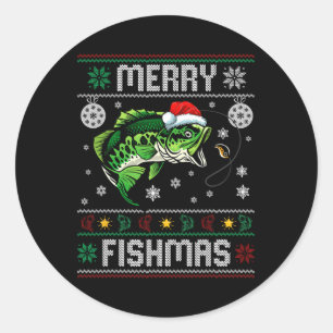 Merry Fishmas Funny Fish Fischerei Fischer Ugly Ch Runder Aufkleber
