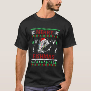 Merry Fishmas Funny Fish Fischerei Fischer Ugly Ch T-Shirt