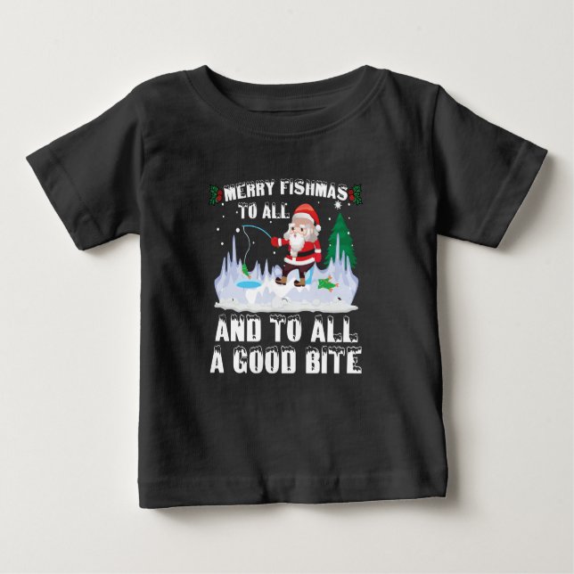 Merry Fishmas Funny Fish Fish Fishing Fisherman Xm Baby T-shirt (Vorderseite)