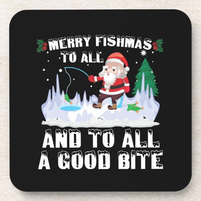 Merry Fishmas Funny Fish Fish Fishing Fisherman Xm Getränkeuntersetzer (Vorderseite)