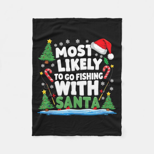 Merry Fishmas Funny Fish Santa Bigfoot Christmas F Fleecedecke (Vorderseite)