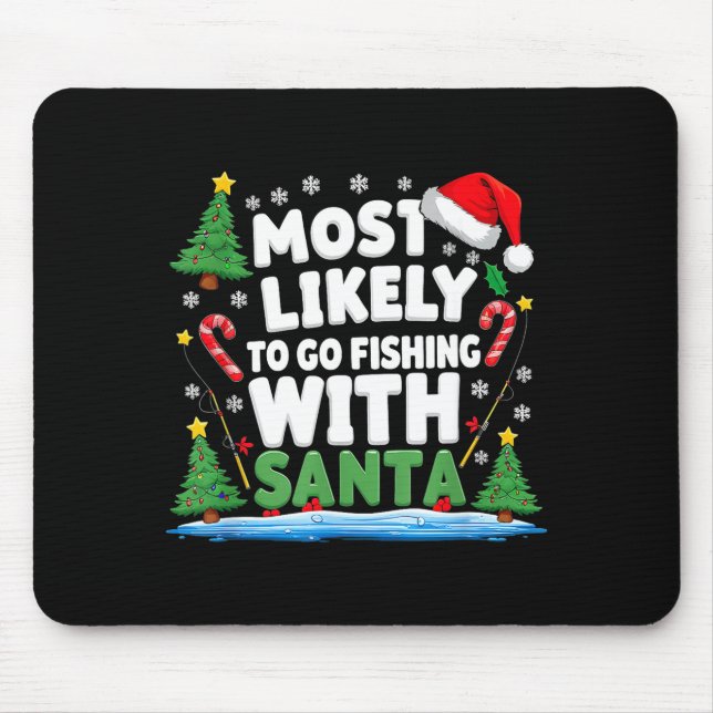 Merry Fishmas Funny Fish Santa Bigfoot Christmas F Mousepad (Vorne)