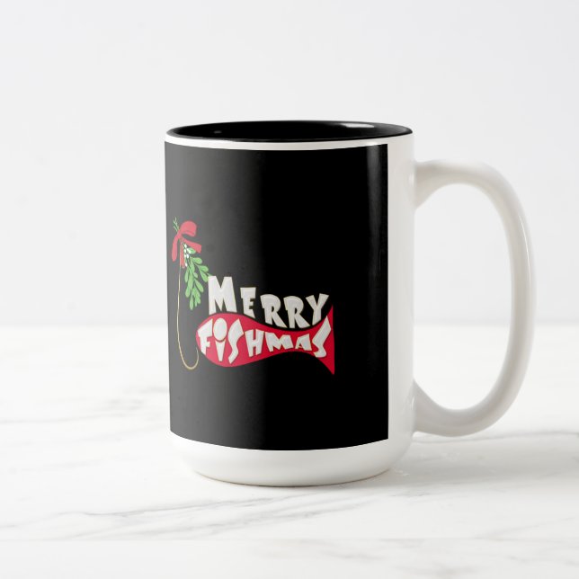 Merry Fishmas Funny Fishing Weihnachten Tasse (Rechts)