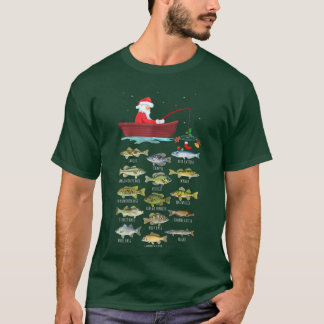 Merry Fishmas Funny Fishing Weihnachtsbaumlichter T-Shirt