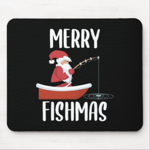 Merry Fishmas Funny Santa Fishing Fisherman Christ Mousepad