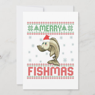 Merry Fishmas Funny Ugly Christmas Sweater Fish Dankeskarte