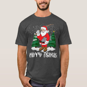 Merry Fishmas Santa Claus Fisherman Funny Fishing T-Shirt