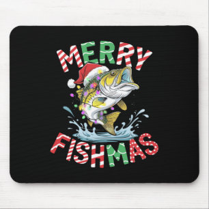 Merry Fishmas Santa Fishing Funny Fisherman Christ Mousepad