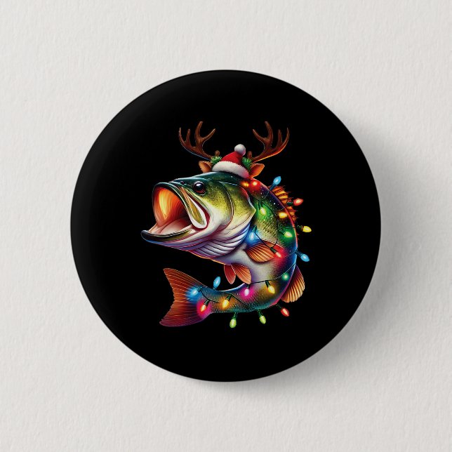 Merry Fishmas Santa Fishing Lovers Funny Fisherman Button (Vorderseite)
