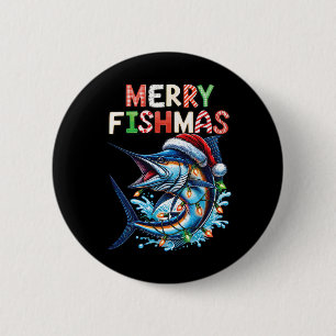 Merry Fishmas Santa Fishing Lovers Funny Fisherman Button