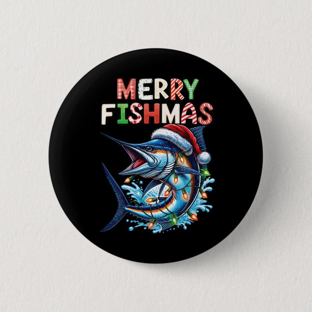 Merry Fishmas Santa Fishing Lovers Funny Fisherman Button (Vorderseite)