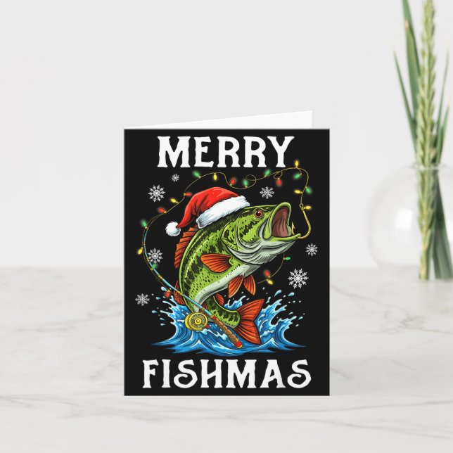 Merry Fishmas Santa Fishing Lovers Funny Fisherman Karte (Vorderseite)
