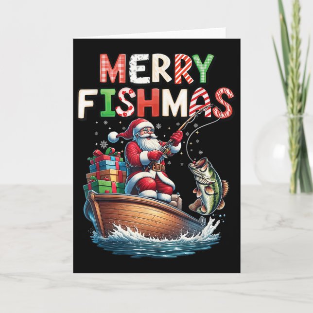 Merry Fishmas Santa Fishing Lovers Funny Fisherman Karte (Vorderseite)