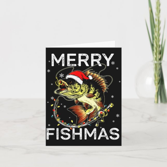 Merry Fishmas Santa Fishing Lovers Funny Fisherman Karte (Vorderseite)