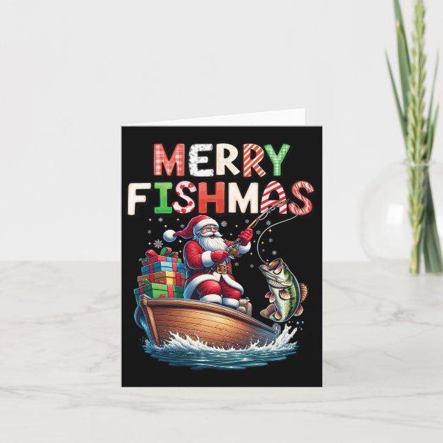 Merry Fishmas Santa Fishing Lovers Funny Fisherman Karte (Vorderseite)