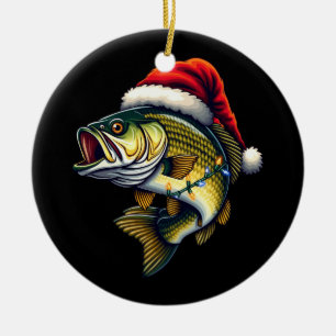 Merry Fishmas Santa Fishing Lovers Funny Fisherman Keramik Ornament