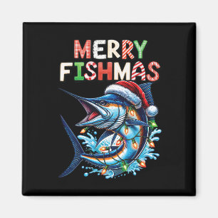 Merry Fishmas Santa Fishing Lovers Funny Fisherman Magnet