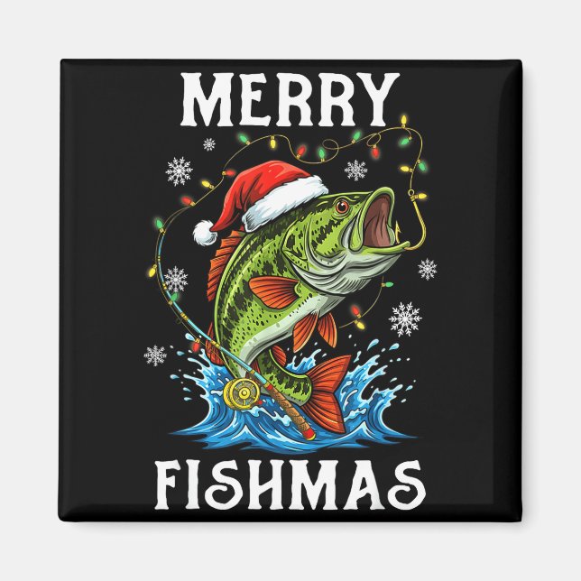 Merry Fishmas Santa Fishing Lovers Funny Fisherman Magnet (Vorne)