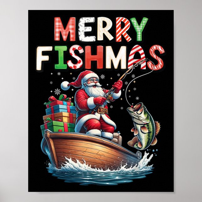Merry Fishmas Santa Fishing Lovers Funny Fisherman Poster (Vorne)