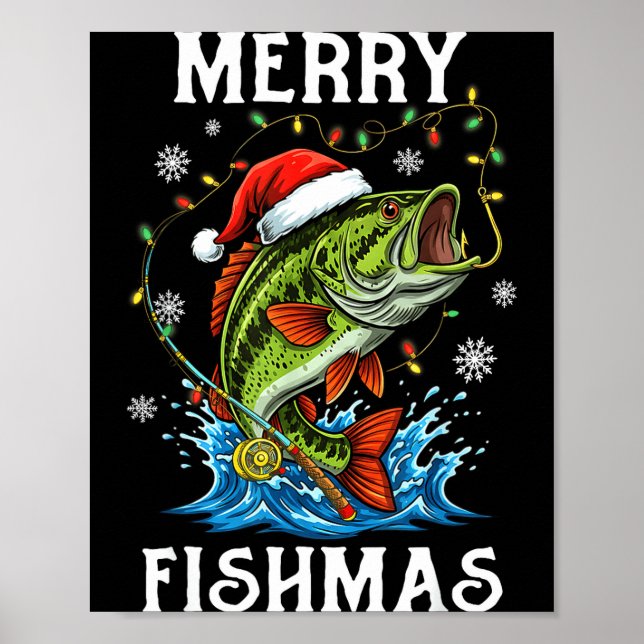 Merry Fishmas Santa Fishing Lovers Funny Fisherman Poster (Vorne)