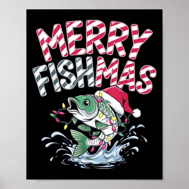 Merry Fishmas Santa Fishing Lovers Funny Fisherman Poster (Vorne)