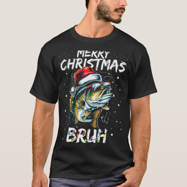 Merry Fishmas Santa Fishing Lovers Funny Fisherman T-Shirt (Vorderseite)
