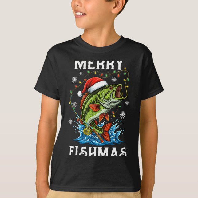 Merry Fishmas Santa Fishing Lovers Funny Fisherman T-Shirt (Vorderseite)