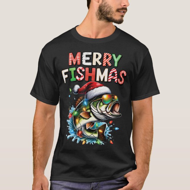 Merry Fishmas Santa Fishing Lovers Funny Fisherman T-Shirt (Vorderseite)