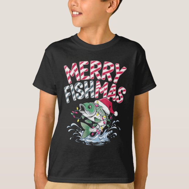 Merry Fishmas Santa Fishing Lovers Funny Fisherman T-Shirt (Vorderseite)