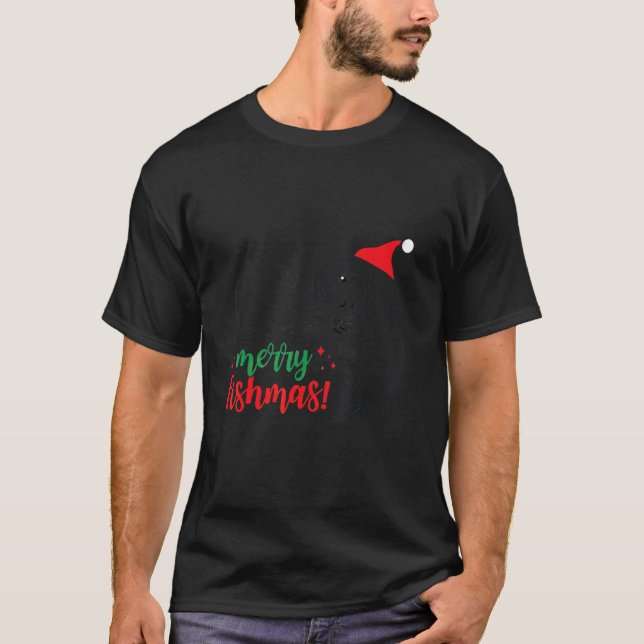 Merry Fishmas Santa Hat Fishing Fisherman Xmas T-Shirt (Vorderseite)