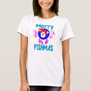♥ Merry FishMas-SantaFish Funny Long Sleeve T-Shir T-Shirt