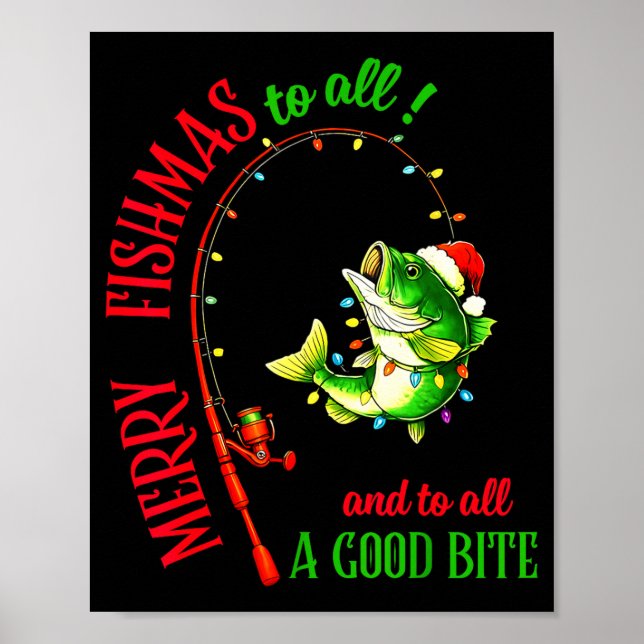 Merry Fishmas To All Fishing Fisherman's Funny Chr Poster (Vorne)
