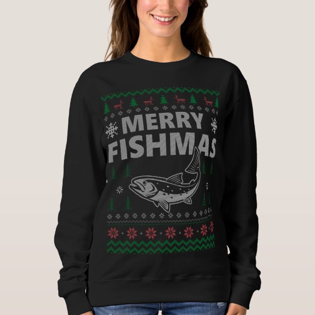 Merry Fishmas Ugly Christmas Pajama Costume Fishma Sweatshirt (Vorderseite)