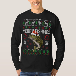 Merry Fishmas Ugly Christmas Sweater Funny Angler T-Shirt