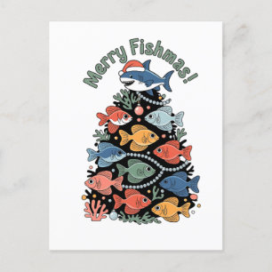 Merry Fishmas Weihnachtsbaum Fish Funny Fishing Einladungspostkarte