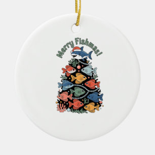 Merry Fishmas Weihnachtsbaum Fish Funny Fishing Keramik Ornament