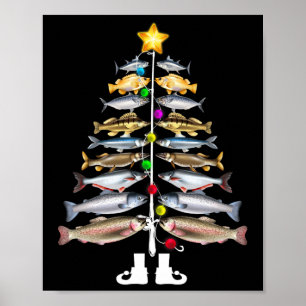 Merry Fishmas Weihnachtsbaum Funny Fishing Poster