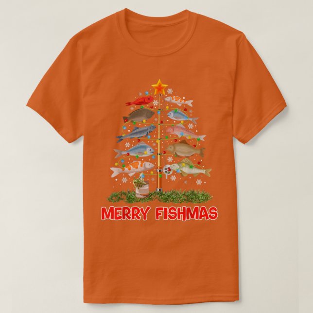 Merry Fishmas Weihnachtsbaumdekor Fischen Lover F T-Shirt (Design vorne)