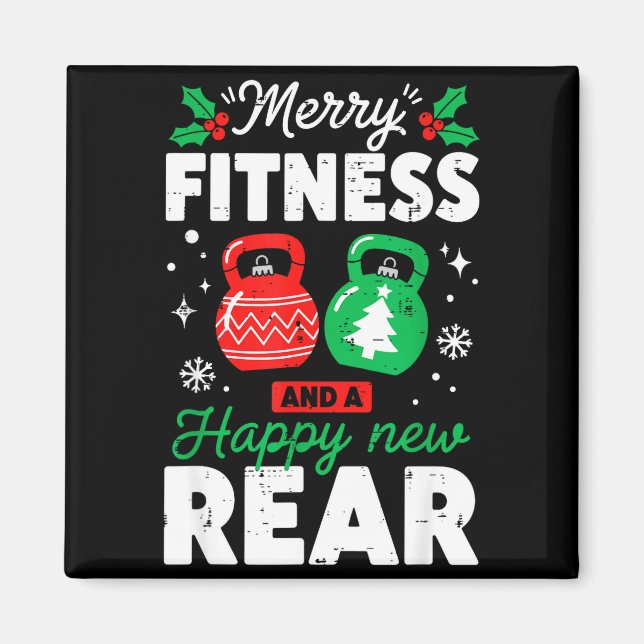 Merry Fitmas And A Happy New Rear Christmas Fitnes Magnet (Vorne)