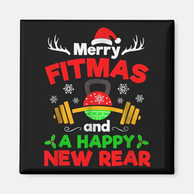Merry Fitmas And A Happy New Year  Magnet (Vorne)