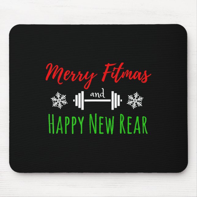 Merry Fitmas And Happy New Rear Fitness Funny  Mousepad (Vorne)