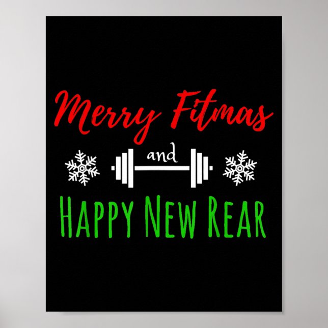 Merry Fitmas And Happy New Rear Fitness Funny  Poster (Vorne)