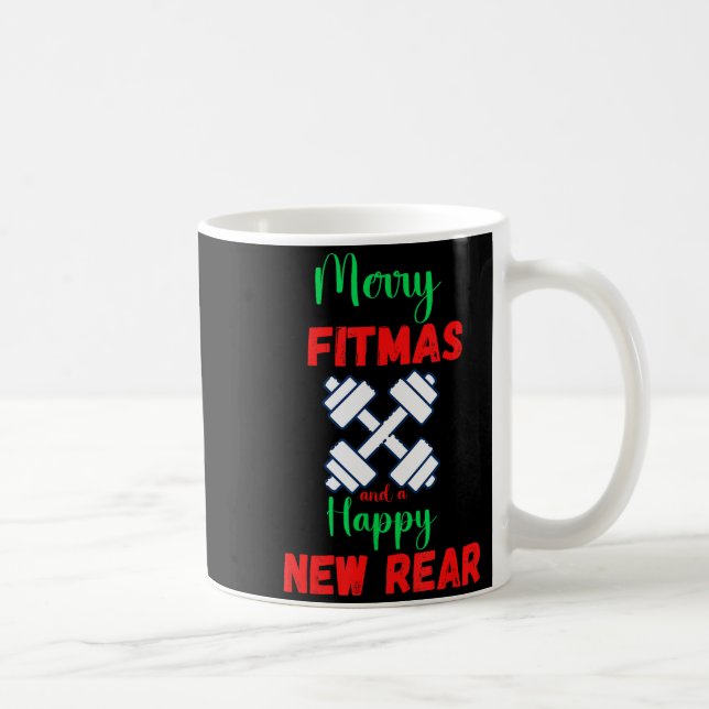 Merry Fitmas And Happy New Rear Fitness Funny Xmas Kaffeetasse (Rechts)