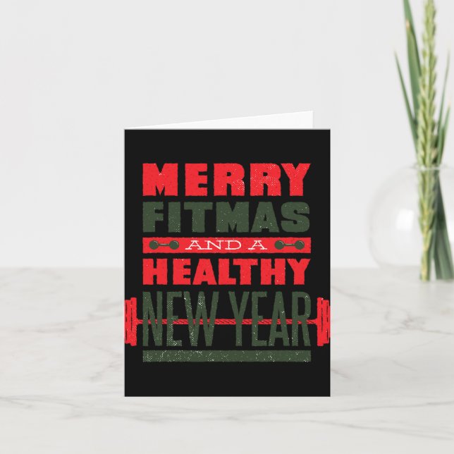 Merry Fitmas And Happy New Rear Fitness Funny Xmas Karte (Vorderseite)