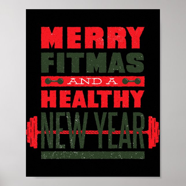Merry Fitmas And Happy New Rear Fitness Funny Xmas Poster (Vorne)