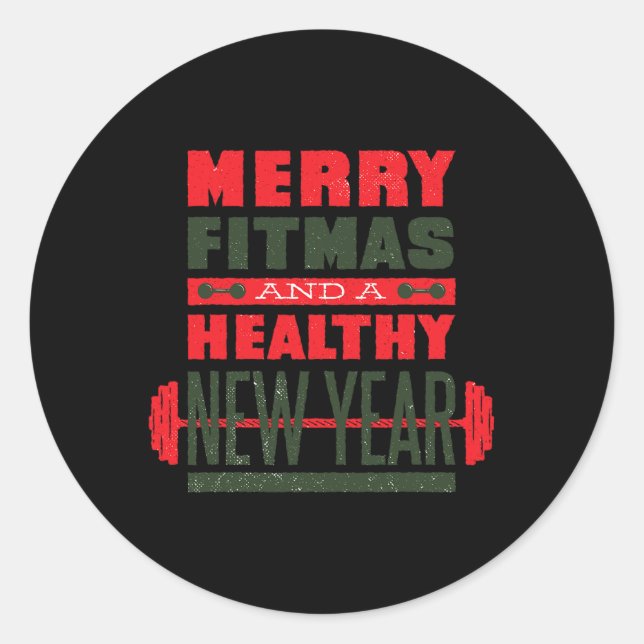 Merry Fitmas And Happy New Rear Fitness Funny Xmas Runder Aufkleber (Vorderseite)