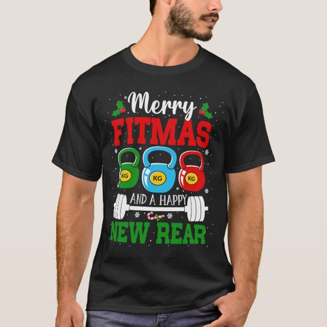 Merry Fitmas und eine glückliche Weihnachtsfeier f T-Shirt (Vorderseite)