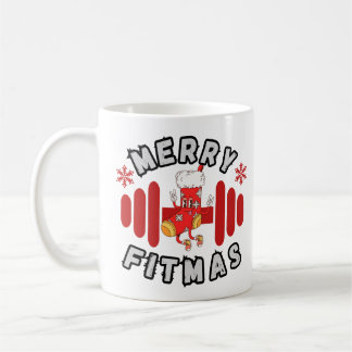 Merry Fitmas Weihnachts-Fitness Barbell Design Kaffeetasse